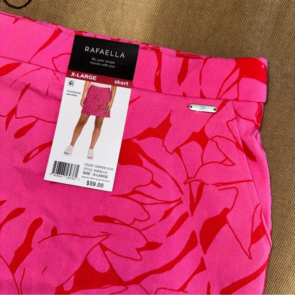 Rafaella NWT! Ladies Stretch Skort With Pockets In Carmine Rose Size XL - Picture 5 of 13